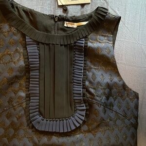 NWT Limited Edition Tuxedo Brocade Shift Dress - Leon Max - size 8 / M - silk li